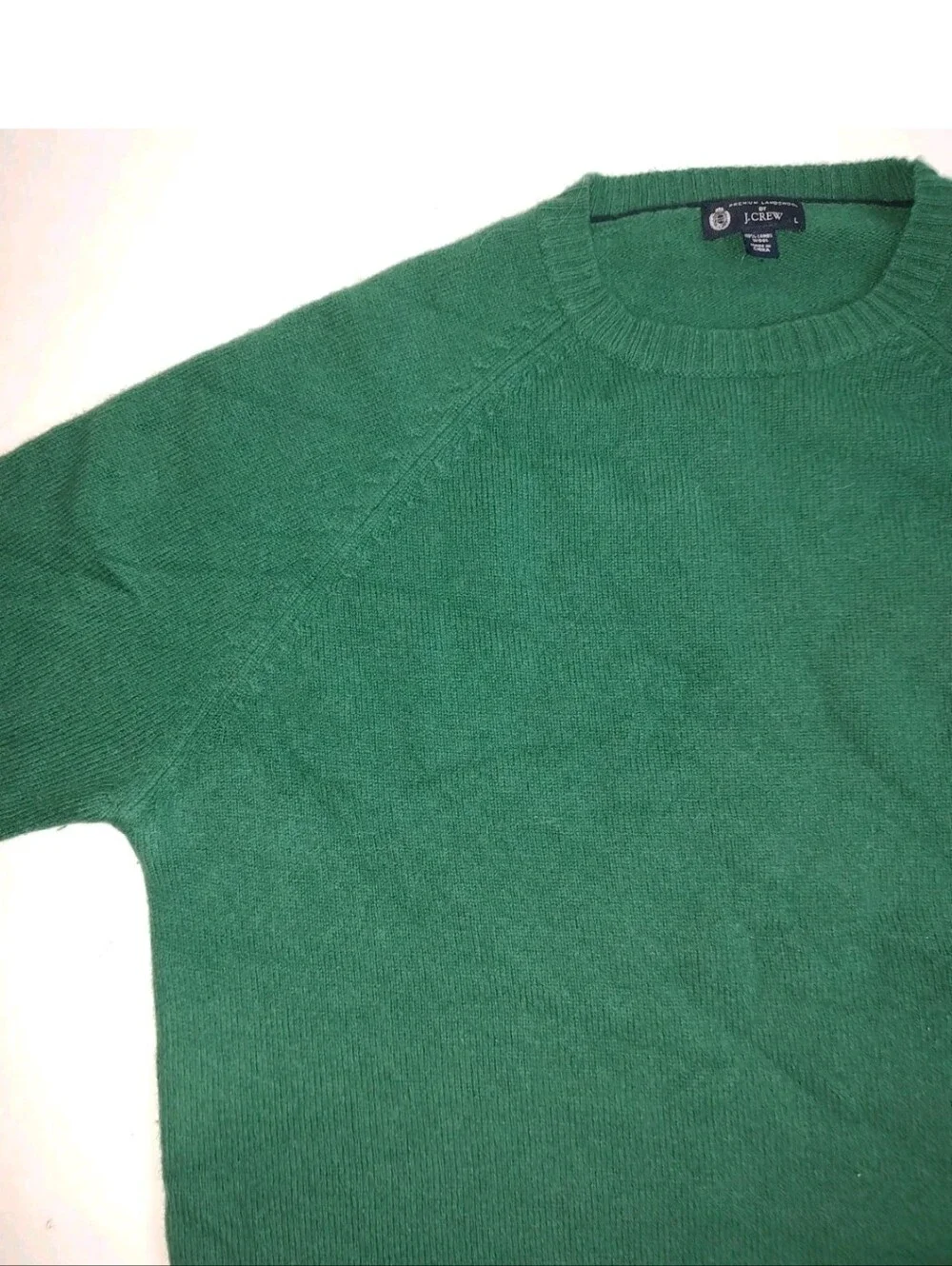 J Crew Premium Lambs Wool Crew Neck Pullover Sweater Emerald Green Men's NWOT L